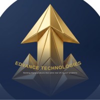 Edvance Technologies logo — gold upward arrow on dark navy background
